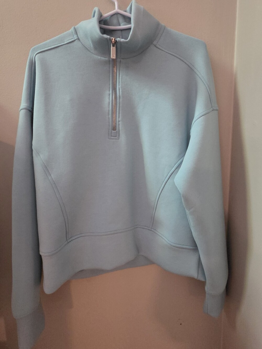 NWT CALIA Women's Soft Scuba Mock Neck 1/4 Zip Patina Blue Size Small